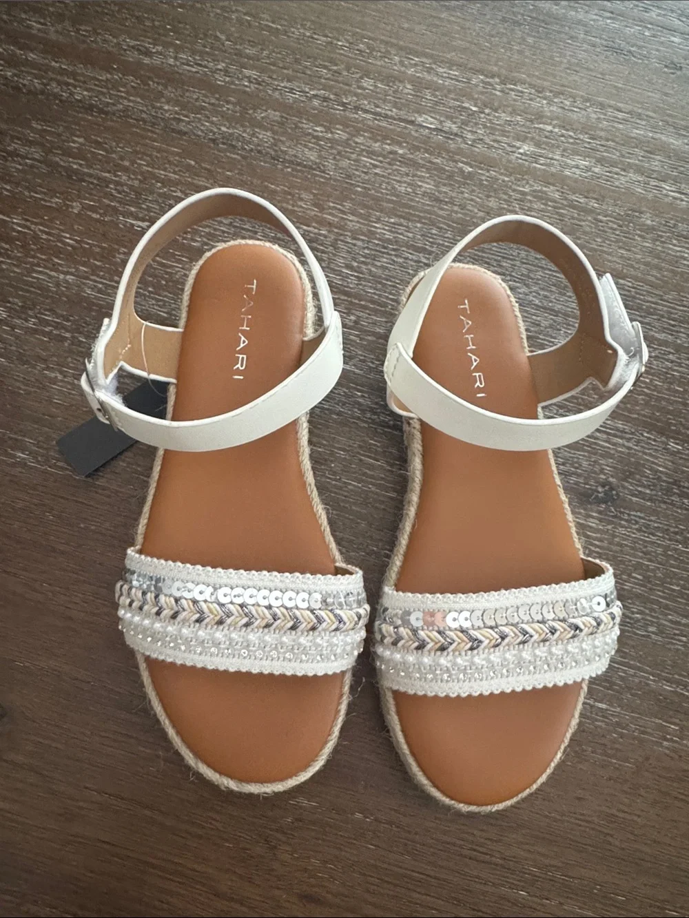 Tahari Girls Braided Sequin Espadrille Sandals Size 2